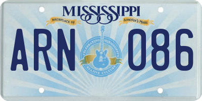 MS license plate ARN086