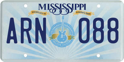MS license plate ARN088