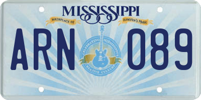 MS license plate ARN089