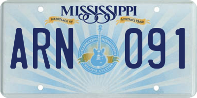 MS license plate ARN091