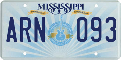MS license plate ARN093