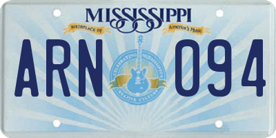 MS license plate ARN094