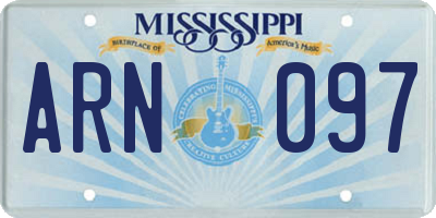 MS license plate ARN097