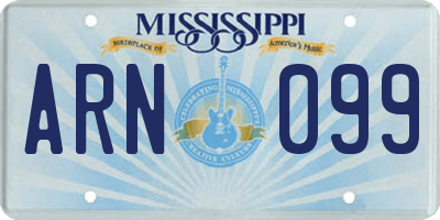 MS license plate ARN099
