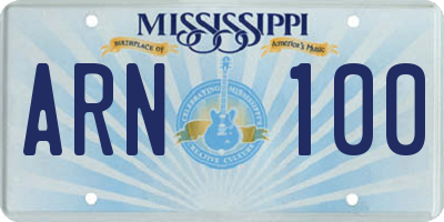 MS license plate ARN100