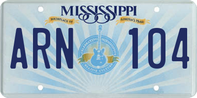 MS license plate ARN104
