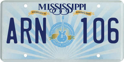 MS license plate ARN106
