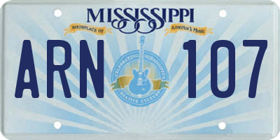 MS license plate ARN107