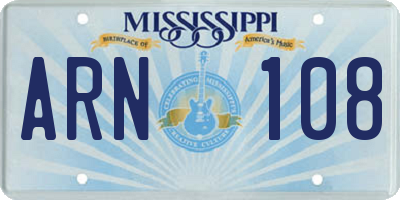 MS license plate ARN108