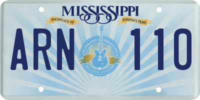 MS license plate ARN110