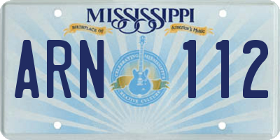 MS license plate ARN112
