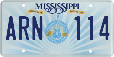 MS license plate ARN114