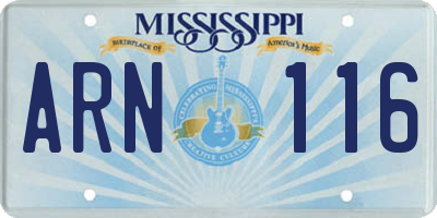 MS license plate ARN116