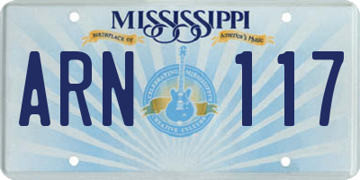 MS license plate ARN117