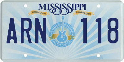 MS license plate ARN118