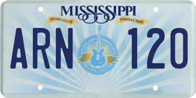 MS license plate ARN120
