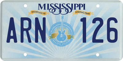 MS license plate ARN126
