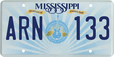 MS license plate ARN133
