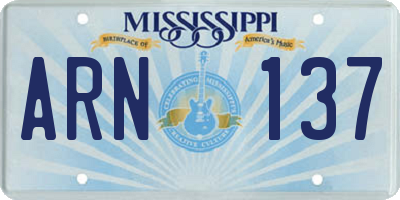 MS license plate ARN137