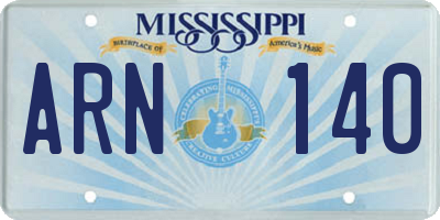 MS license plate ARN140