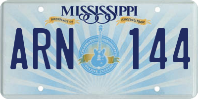 MS license plate ARN144