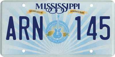 MS license plate ARN145
