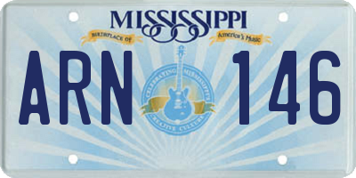 MS license plate ARN146