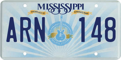 MS license plate ARN148