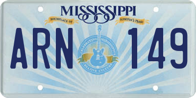 MS license plate ARN149