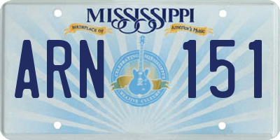 MS license plate ARN151
