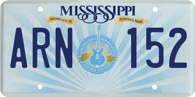 MS license plate ARN152