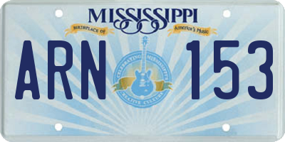 MS license plate ARN153