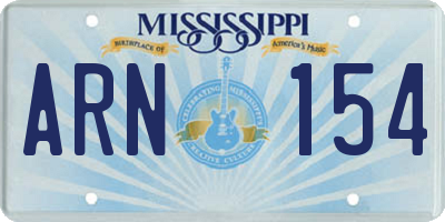 MS license plate ARN154