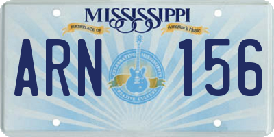 MS license plate ARN156