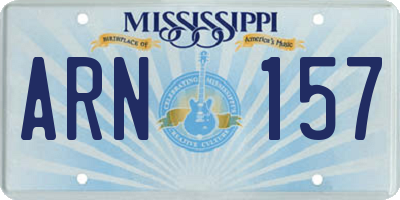 MS license plate ARN157