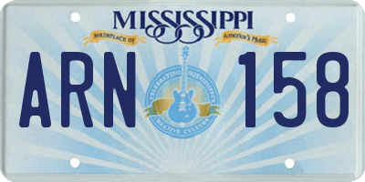 MS license plate ARN158