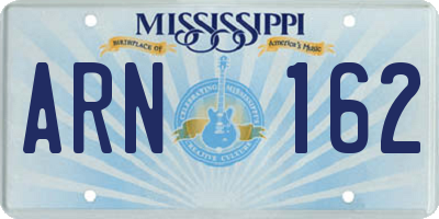MS license plate ARN162