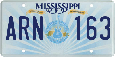 MS license plate ARN163