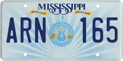 MS license plate ARN165