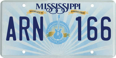 MS license plate ARN166