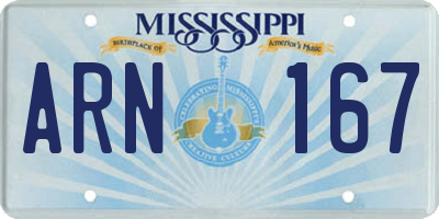 MS license plate ARN167