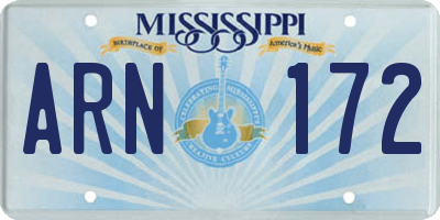MS license plate ARN172