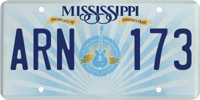 MS license plate ARN173