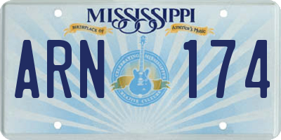 MS license plate ARN174