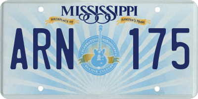 MS license plate ARN175