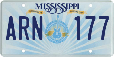 MS license plate ARN177