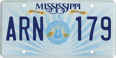 MS license plate ARN179