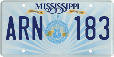 MS license plate ARN183