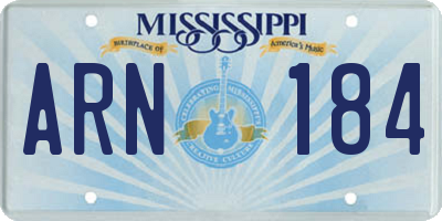 MS license plate ARN184