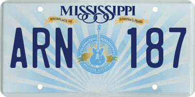 MS license plate ARN187